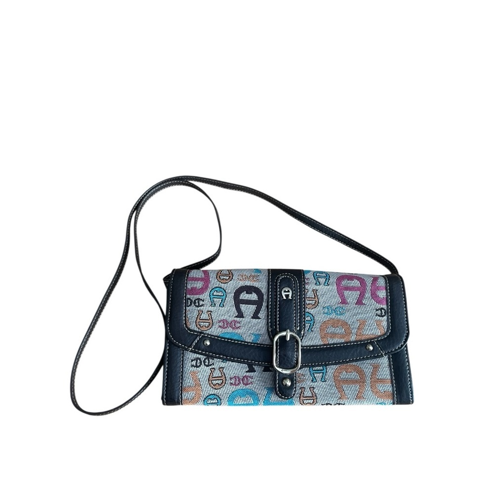 Etienne Aigner Vintage Convertible Logo Multicolor Clutch or Crossbody Bag